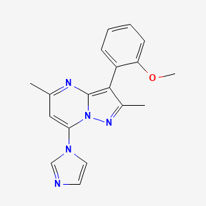 molecular formula C18H17N5O B2423168 7-(1H-imidazol-1-yl)-3-(2-methoxyphenyl)-2,5-dimethylpyrazolo[1,5-a]pyrimidine CAS No. 902016-81-3