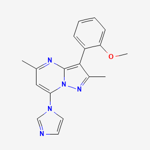 molecular formula C18H17N5O B2423168 7-(1H-咪唑-1-基)-3-(2-甲氧基苯基)-2,5-二甲基吡唑并[1,5-a]嘧啶 CAS No. 902016-81-3