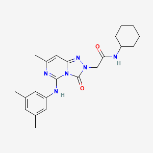 molecular formula C22H28N6O2 B2423173 N~1~-cyclohexyl-2-[5-(3,5-dimethylanilino)-7-methyl-3-oxo[1,2,4]triazolo[4,3-c]pyrimidin-2(3H)-yl]acetamide CAS No. 1251626-52-4