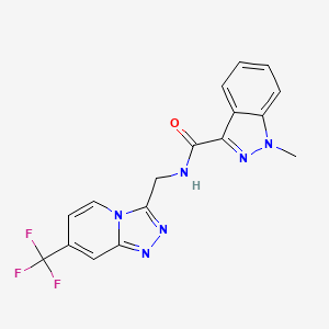 molecular formula C17H13F3N6O B2423186 1-methyl-N-((7-(trifluoromethyl)-[1,2,4]triazolo[4,3-a]pyridin-3-yl)methyl)-1H-indazole-3-carboxamide CAS No. 2034277-46-6