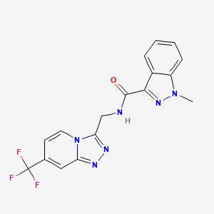 molecular formula C17H13F3N6O B2423186 1-metil-N-((7-(trifluorometil)-[1,2,4]triazolo[4,3-a]piridin-3-il)metil)-1H-indazol-3-carboxamida CAS No. 2034277-46-6