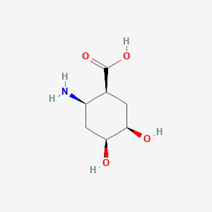 molecular formula C7H13NO4 B2423196 (1S,2R,4S,5R)-2-Amino-4,5-Dihydroxycyclohexan-1-carbonsäure CAS No. 2411178-89-5