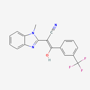 molecular formula C18H12F3N3O B2423201 (E)-2-(1-methyl-1H-benzo[d]imidazol-2(3H)-ylidene)-3-oxo-3-(3-(trifluoromethyl)phenyl)propanenitrile CAS No. 476279-85-3