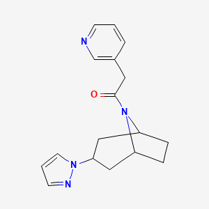 molecular formula C17H20N4O B2423206 1-((1R,5S)-3-(1H-pyrazol-1-yl)-8-azabicyclo[3.2.1]octan-8-yl)-2-(pyridin-3-yl)ethan-1-one CAS No. 2309555-05-1