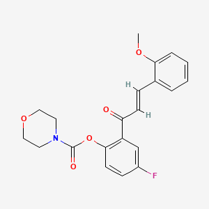 molecular formula C21H20FNO5 B2423208 (E)-4-fluoro-2-(3-(2-methoxyphenyl)acryloyl)phenyl morpholine-4-carboxylate CAS No. 433306-92-4
