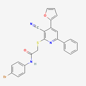 N-(4-bromophenyl)-2-{[3-cyano-4-(furan-2-yl)-6-phenylpyridin-2-yl]sulfanyl}acetamide