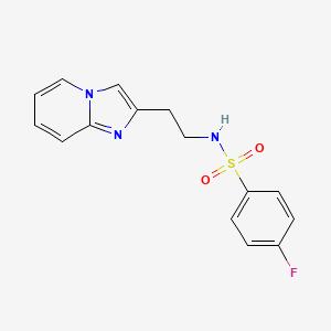 molecular formula C15H14FN3O2S B2423214 4-氟-N-(2-咪唑并[1,2-a]吡啶-2-基乙基)苯磺酰胺 CAS No. 868978-56-7
