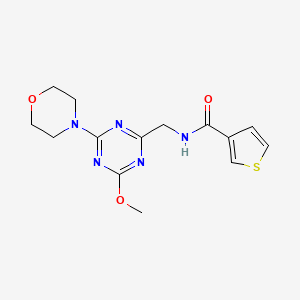 molecular formula C14H17N5O3S B2423219 N-((4-methoxy-6-morpholino-1,3,5-triazin-2-yl)methyl)thiophene-3-carboxamide CAS No. 2034270-52-3