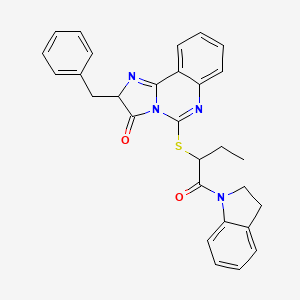molecular formula C29H26N4O2S B2423224 2-benzyl-5-((1-(indolin-1-yl)-1-oxobutan-2-yl)thio)imidazo[1,2-c]quinazolin-3(2H)-one CAS No. 1189871-96-2