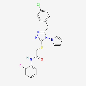 2-((5-(4-chlorobenzyl)-4-(1H-pyrrol-1-yl)-4H-1,2,4-triazol-3-yl)thio)-N-(2-fluorophenyl)acetamide