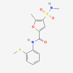 molecular formula C14H16N2O4S2 B2423288 5-甲基-4-(N-甲基磺酰基)-N-(2-(甲硫基)苯基)呋喃-2-甲酰胺 CAS No. 1207010-25-0