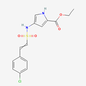 molecular formula C15H15ClN2O4S B2423291 4-[2-(4-氯苯基)乙烯磺酰胺基]-1H-吡咯-2-羧酸乙酯 CAS No. 1384820-37-4