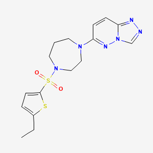 molecular formula C16H20N6O2S2 B2423298 1-[(5-Ethylthiophen-2-yl)sulfonyl]-4-{[1,2,4]triazolo[4,3-b]pyridazin-6-yl}-1,4-diazepane CAS No. 2379993-56-1