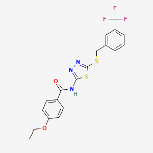 molecular formula C19H16F3N3O2S2 B2423314 4-ethoxy-N-[5-({[3-(trifluoromethyl)phenyl]methyl}sulfanyl)-1,3,4-thiadiazol-2-yl]benzamide CAS No. 392302-17-9