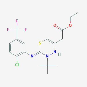 ethyl 2-(3-tert-butyl-2-{[2-chloro-5-(trifluoromethyl)phenyl]imino}-3,4-dihydro-2H-1,3,4-thiadiazin-5-yl)acetate