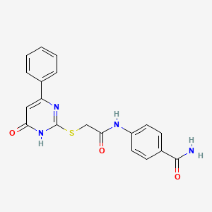 4-(2-((6-Oxo-4-phenyl-1,6-dihydropyrimidin-2-yl)thio)acetamido)benzamide