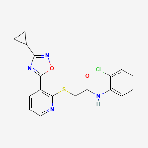 molecular formula C18H15ClN4O2S B2423336 N-(2-chlorophenyl)-2-((3-(3-cyclopropyl-1,2,4-oxadiazol-5-yl)pyridin-2-yl)thio)acetamide CAS No. 1251589-72-6