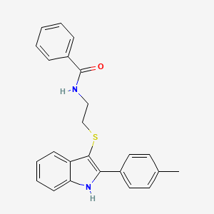 molecular formula C24H22N2OS B2423338 N-(2-((2-(p-tolyl)-1H-indol-3-yl)thio)ethyl)benzamide CAS No. 850917-16-7