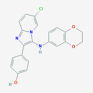 4-[6-Chloro-3-(2,3-dihydro-1,4-benzodioxin-6-ylamino)imidazo[1,2-a]pyridin-2-yl]phenol