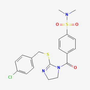 4-(2-((4-chlorobenzyl)thio)-4,5-dihydro-1H-imidazole-1-carbonyl)-N,N-dimethylbenzenesulfonamide