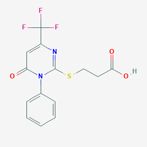 3-{[6-Oxo-1-phenyl-4-(trifluoromethyl)-1,6-dihydro-2-pyrimidinyl]sulfanyl}propanoic acid