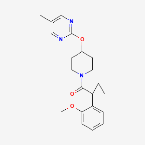 molecular formula C21H25N3O3 B2423347 [1-(2-Methoxyphenyl)cyclopropyl]-[4-(5-methylpyrimidin-2-yl)oxypiperidin-1-yl]methanone CAS No. 2380171-42-4