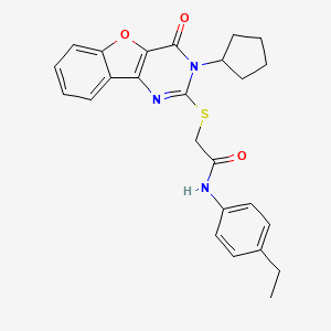 2-((3-cyclopentyl-4-oxo-3,4-dihydrobenzofuro[3,2-d]pyrimidin-2-yl)thio)-N-(4-ethylphenyl)acetamide