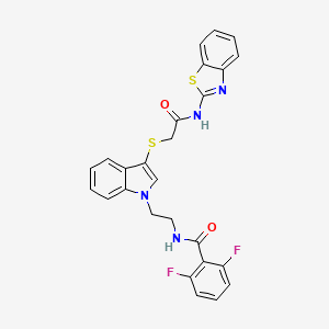 molecular formula C26H20F2N4O2S2 B2423360 N-(2-(3-((2-(苯并[d]噻唑-2-基氨基)-2-氧代乙基)硫代)-1H-吲哚-1-基)乙基)-2,6-二氟苯甲酰胺 CAS No. 533866-26-1