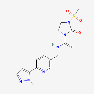 molecular formula C15H18N6O4S B2423361 N-((6-(1-methyl-1H-pyrazol-5-yl)pyridin-3-yl)methyl)-3-(methylsulfonyl)-2-oxoimidazolidine-1-carboxamide CAS No. 2034464-76-9