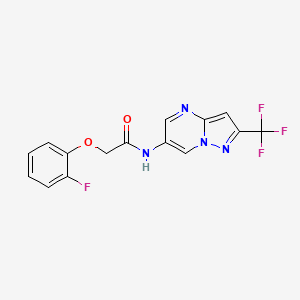 molecular formula C15H10F4N4O2 B2423362 2-(2-fluorophenoxy)-N-(2-(trifluoromethyl)pyrazolo[1,5-a]pyrimidin-6-yl)acetamide CAS No. 2034583-18-9