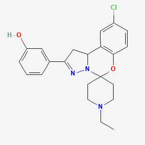molecular formula C22H24ClN3O2 B2423363 3-(9-Chloro-1'-ethyl-1,10b-dihydrospiro[benzo[e]pyrazolo[1,5-c][1,3]oxazine-5,4'-piperidin]-2-yl)phenol CAS No. 941894-83-3