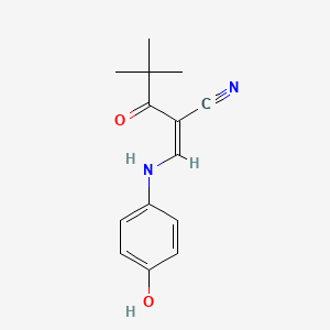 2-(2,2-Dimethylpropanoyl)-3-((4-hydroxyphenyl)amino)prop-2-enenitrile