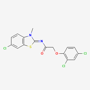molecular formula C16H11Cl3N2O2S B2423382 (E)-N-(6-chloro-3-methylbenzo[d]thiazol-2(3H)-ylidene)-2-(2,4-dichlorophenoxy)acetamide CAS No. 393837-40-6