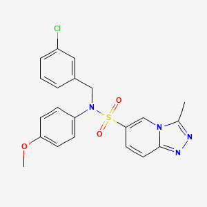molecular formula C21H19ClN4O3S B2423384 N-(3-氯苄基)-N-(4-甲氧基苯基)-3-甲基[1,2,4]三唑并[4,3-a]吡啶-6-磺酰胺 CAS No. 1251560-35-6