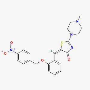 molecular formula C22H22N4O4S B2423389 (E)-2-(4-methylpiperazin-1-yl)-5-(2-((4-nitrobenzyl)oxy)benzylidene)thiazol-4(5H)-one CAS No. 674359-29-6