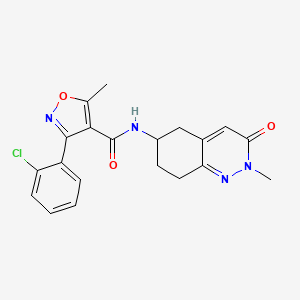 molecular formula C20H19ClN4O3 B2423391 3-(2-chlorophenyl)-5-methyl-N-(2-methyl-3-oxo-2,3,5,6,7,8-hexahydrocinnolin-6-yl)isoxazole-4-carboxamide CAS No. 2034509-46-9