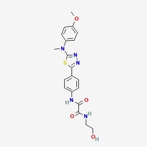 molecular formula C20H21N5O4S B2423395 N1-(2-hydroxyethyl)-N2-(4-(5-((4-methoxyphenyl)(methyl)amino)-1,3,4-thiadiazol-2-yl)phenyl)oxalamide CAS No. 1021260-07-0