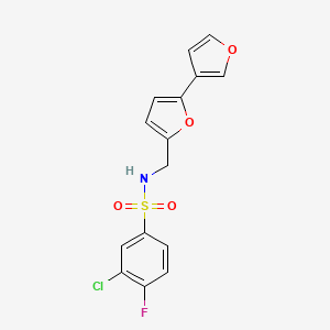 molecular formula C15H11ClFNO4S B2423403 N-([2,3'-bifuran]-5-ylmethyl)-3-chloro-4-fluorobenzenesulfonamide CAS No. 2034488-82-7