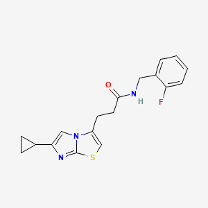 molecular formula C18H18FN3OS B2423426 3-(6-cyclopropylimidazo[2,1-b]thiazol-3-yl)-N-(2-fluorobenzyl)propanamide CAS No. 1334372-63-2