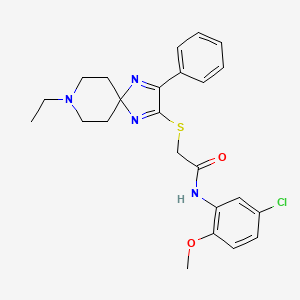 molecular formula C24H27ClN4O2S B2423437 N-(5-chloro-2-methoxyphenyl)-2-((8-ethyl-3-phenyl-1,4,8-triazaspiro[4.5]deca-1,3-dien-2-yl)thio)acetamide CAS No. 1189932-66-8