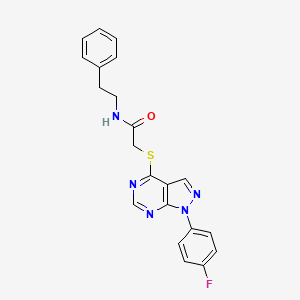 molecular formula C21H18FN5OS B2423454 2-((1-(4-fluorophenyl)-1H-pyrazolo[3,4-d]pyrimidin-4-yl)thio)-N-phenethylacetamide CAS No. 872856-79-6