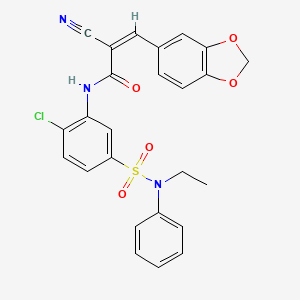 molecular formula C25H20ClN3O5S B2423458 (Z)-3-(1,3-Benzodioxol-5-yl)-N-[2-chloro-5-[ethyl(phenyl)sulfamoyl]phenyl]-2-cyanoprop-2-enamide CAS No. 721413-14-5