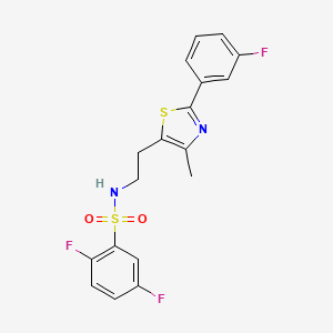 molecular formula C18H15F3N2O2S2 B2423464 2,5-difluoro-N-[2-[2-(3-fluorophenyl)-4-methyl-1,3-thiazol-5-yl]ethyl]benzenesulfonamide CAS No. 946251-23-6