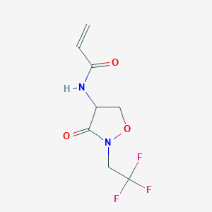 molecular formula C8H9F3N2O3 B2423465 N-[3-Oxo-2-(2,2,2-trifluoroethyl)-1,2-oxazolidin-4-yl]prop-2-enamide CAS No. 2305274-31-9