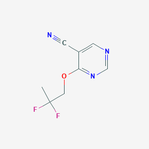 molecular formula C8H7F2N3O B2423466 4-(2,2-Difluoropropoxyl)pyrimidine-5-carbonitrile CAS No. 1799579-58-0; 579-58-8