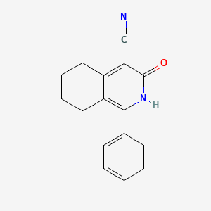 molecular formula C16H14N2O B2423477 3-Oxo-1-phenyl-2,3,5,6,7,8-hexahydroisoquinoline-4-carbonitrile CAS No. 53661-29-3