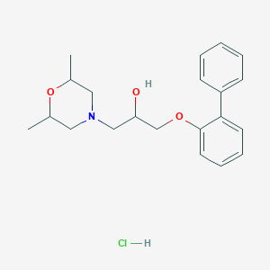 molecular formula C21H28ClNO3 B2423483 1-([1,1'-Biphenyl]-2-yloxy)-3-(2,6-dimethylmorpholino)propan-2-ol hydrochloride CAS No. 1212357-89-5