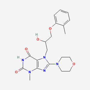 molecular formula C20H25N5O5 B2423498 7-(2-hydroxy-3-(o-tolyloxy)propyl)-3-methyl-8-morpholino-1H-purine-2,6(3H,7H)-dione CAS No. 332103-46-5