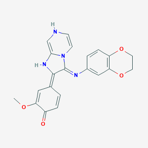 (4Z)-4-[3-(2,3-dihydro-1,4-benzodioxin-6-ylimino)-1,7-dihydroimidazo[1,2-a]pyrazin-2-ylidene]-2-methoxycyclohexa-2,5-dien-1-one