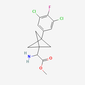 molecular formula C14H14Cl2FNO2 B2423503 Methyl 2-amino-2-[3-(3,5-dichloro-4-fluorophenyl)-1-bicyclo[1.1.1]pentanyl]acetate CAS No. 2287265-40-9